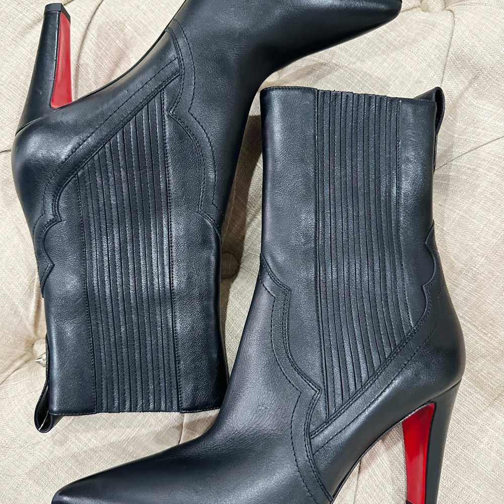 Christian Louboutin 85mm Santigag calf leather chelsea boots size 37.5 - Picture 6 of 11